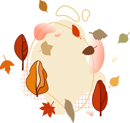 Red trees, leaves and flat spots. Clipart.