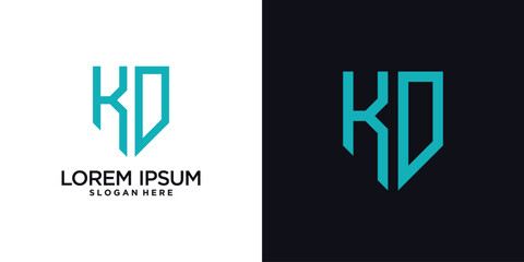 Monogram logo design initial letter k combined with shield element and creative concept