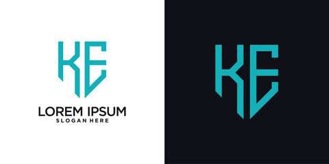 Obraz premium Monogram logo design initial letter k combined with shield element and creative concept