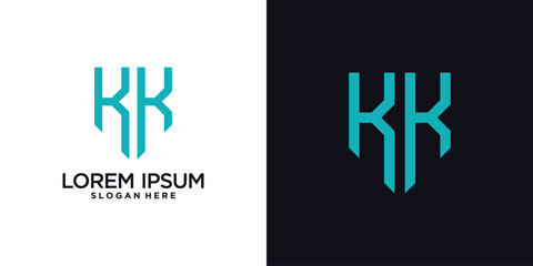 Obraz premium Monogram logo design initial letter k combined with shield element and creative concept