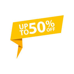 Up to 50% off yellow banner