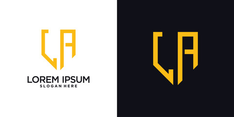 Monogram logo design initial letter l combined with shield element and creative concept