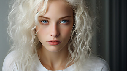 Fototapeta premium portrait of beautiful blonde girl with long hair