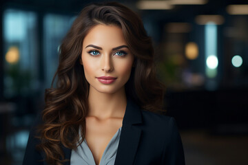 Obraz premium Generative AI picture portrait of amazing gorgeous office worker young woman