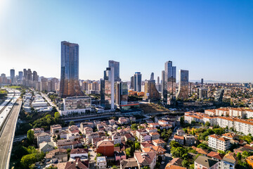 Atasehir District in Istanbul, Turkey. Ataşehir is a modern district with skyscrapers. Atasehir is in the Anatolian part of Istanbul.