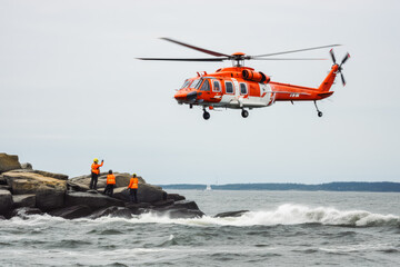 Coast guard rescue. Rescue team on water.