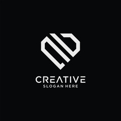 Creative style nu letter logo design template with diamond shape icon