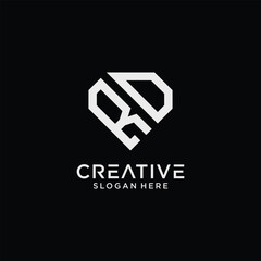 Creative style rd letter logo design template with diamond shape icon