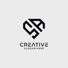 Creative style sa letter logo design template with diamond shape icon