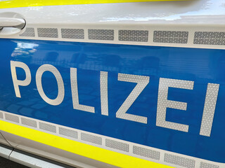 Police Signage on a German Police Patrol Car in Munich © VGV