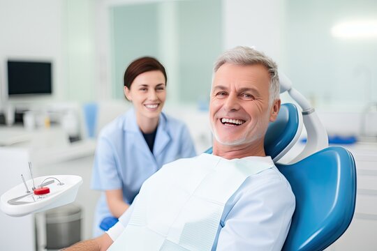 Dentist and Patient in Dentist Office, Friendly Tooth Clinic, Happy Patient, Generative AI Illustration