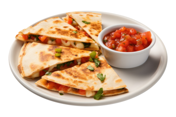 A Quesadilla with Salsa  Isolated on a Transparent Background