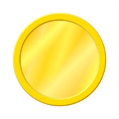 Gold coin, cash money. Vector illustration isolated on white background. 3d realistic gold coin icon, Golden label, medal.