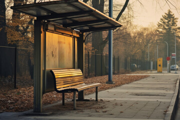 Fototapeta na wymiar empty bus stop. minimalist style, art perception. art object in the form of transport stops