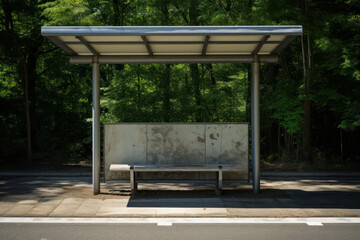 empty bus stop. minimalist style, art perception. art object in the form of transport stops