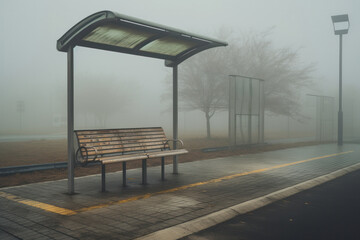 empty bus stop. minimalist style, art perception. art object in the form of transport stops