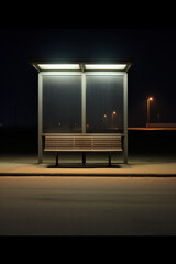 empty billboard at a bus stop. mockup in the town.