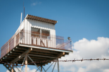 Obraz premium military security watchtower guardhouse observation tower.