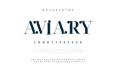 Abstract Fashion font alphabet. Minimal modern urban fonts for logo, brand etc. Typography typeface uppercase lowercase and number. vector illustration - obrazy, fototapety, plakaty