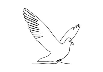 Pigeon one line drawing art. Vector illustration.