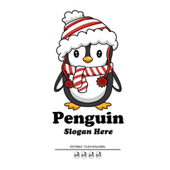 Cartoon Cute Penguin Merry Christmas