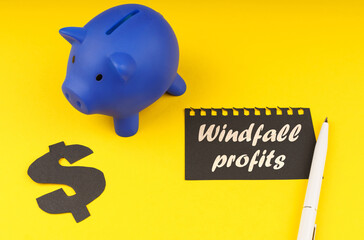 On a yellow background there is a piggy bank, a dollar symbol and paper with the inscription -...