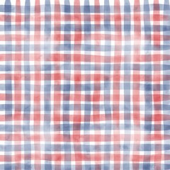 Red Navy Blue Gingham Check Hand Drawn Background