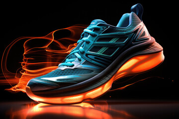 A close up view of a pair of running shoes. Ideal for fitness and sports-related designs.