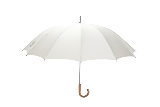 Minimalistic Display of a Lone Umbrella, Elegantly Positioned, Creating a Striking Contrast and Artistic Visual against the White Background..