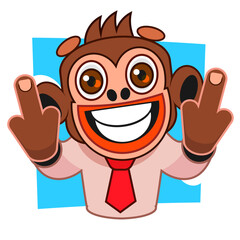 Monkey mascot logo vector. Animal vector illustration. Geek monkey logo. Chimpanzee vector logo