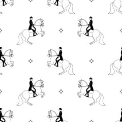 Old school, classic dressage, seamless vector pattern