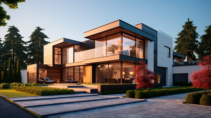 Obraz premium modern wooden house