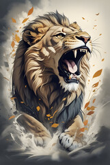 The king of the jungle lion roaring, beautiful digital art, mobile wallpaper