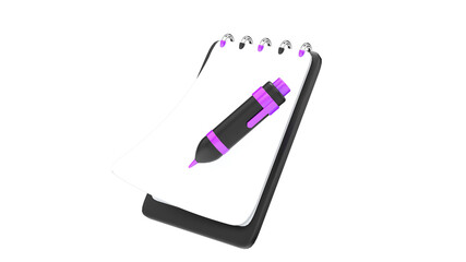 3d render clipboard with pen for school equipment illustration checkbox paper