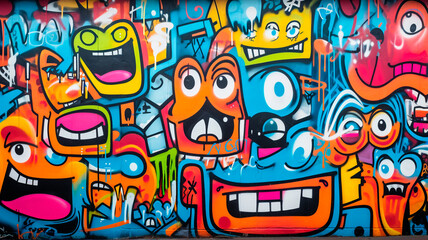 Naklejka premium colorful graffiti on a wall. the texture.