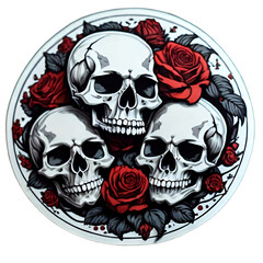 Skull and Flower Sticker Png Image Transparent Background