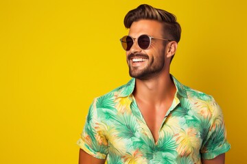 Obraz premium handsome man dressed in tropical clothes