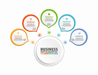 Business vector infographic template with 5 options. Can be used for workflow layout, diagram, annual report, web design