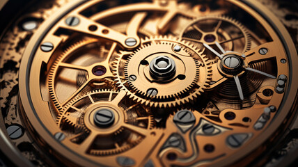Fototapeta na wymiar watch mechanism in gold