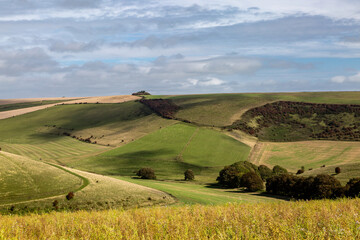 Fototapeta premium An idyllic view in the South Downs, at Castle Hill near Woodingdean