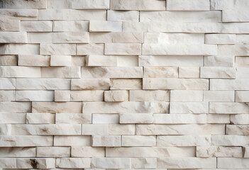 Cream and white brick wall texture background. Brickwork and stonework flooring interior rock old pattern design. - obrazy, fototapety, plakaty