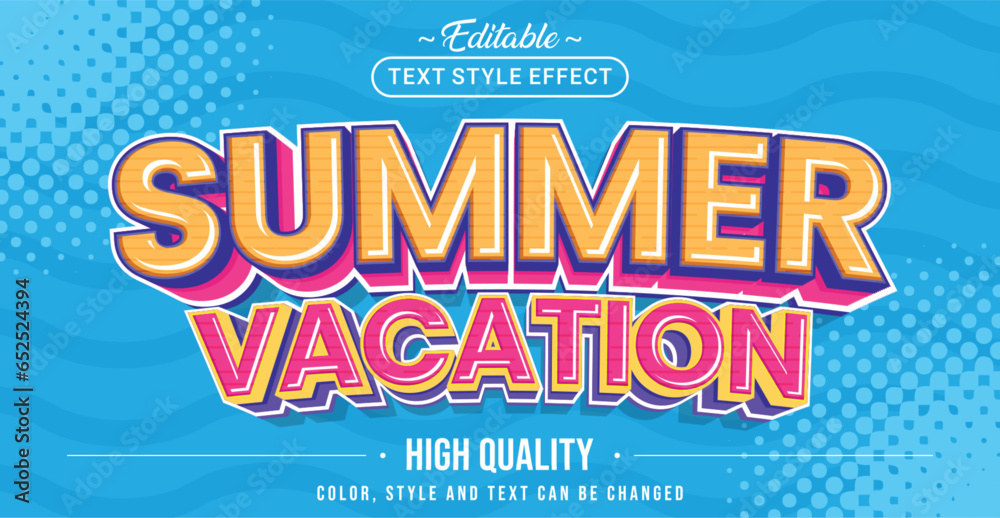 Poster Editable text style effect - Summer Vacation text style theme.