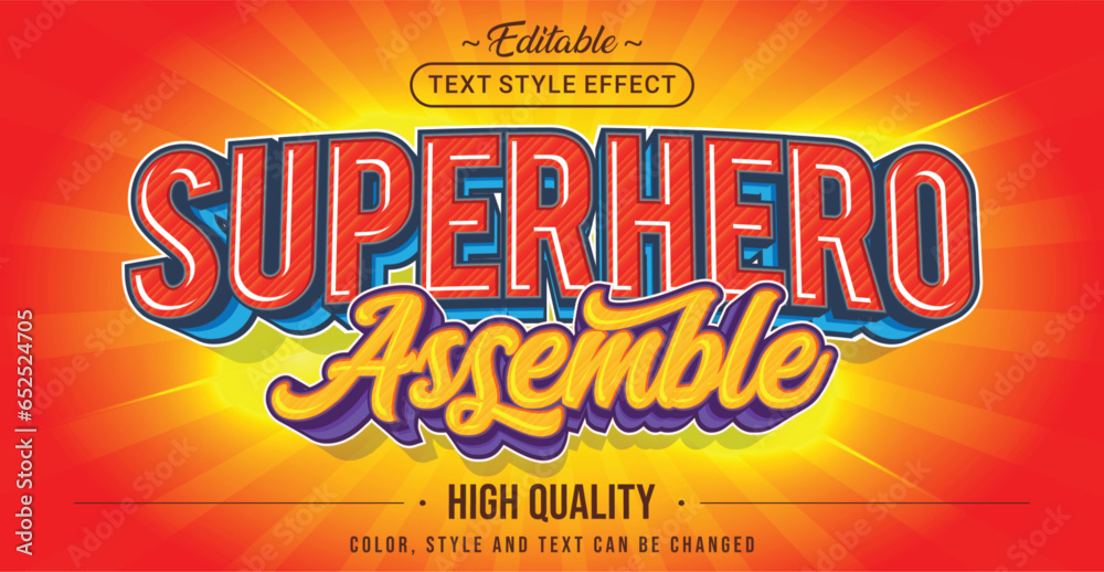 Poster editable text style effect - superhero assemble text style theme.