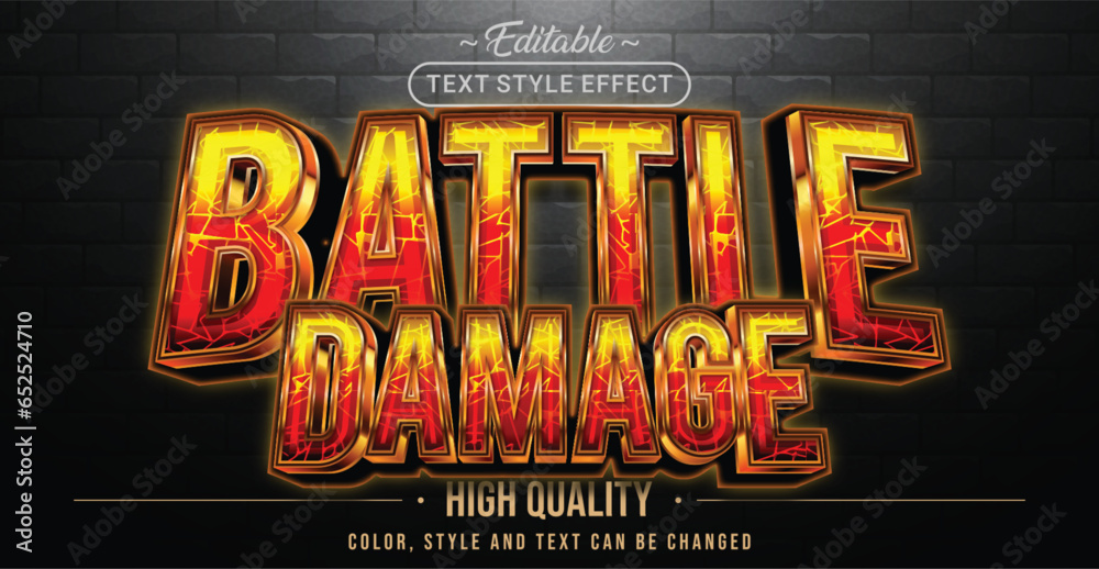 Poster Editable text style effect - Battle Damage text style theme.