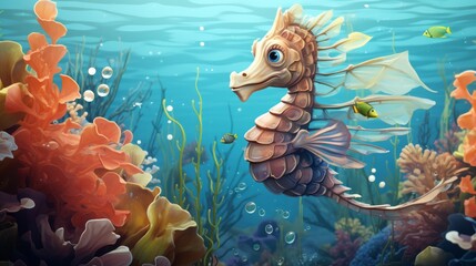 sea horse under water ai generated