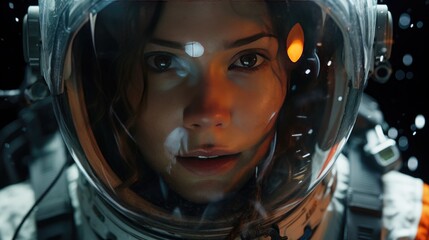 Young woman in a spacesuit
