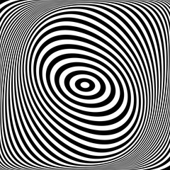 Twisting Whirl Motion and 3D Illusion in Abstract Op Art Striped Lines Pattern.