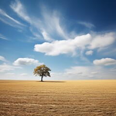 Solitary Tree in Open Field