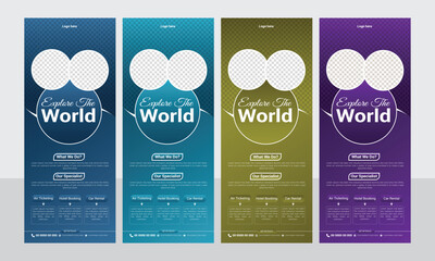 modern and trend travel roll up or x banner design template vector file