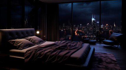 night view of New York city from the bedroom